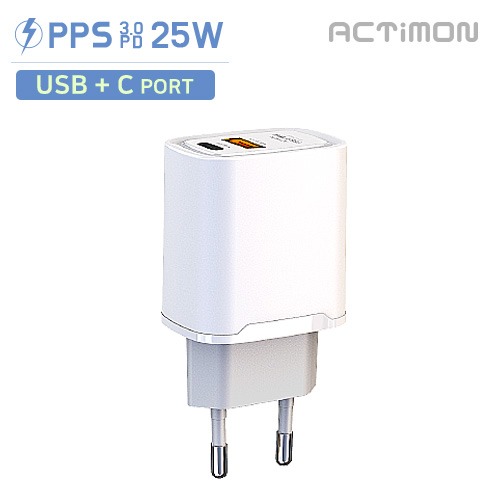 엑티몬 가정용 PD 25W 초고속 2포트 충전기(USB+C) / MON-PD25W-CU (케이블미포함) 