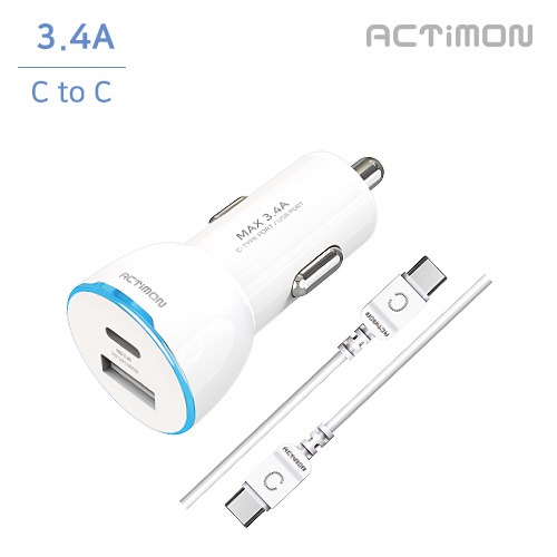 엑티몬 USB+C타입 2구 3.4A 차량용  충전기(C to C케이블포함)/ MON-CC-3.4A-CU-CP 
