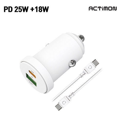 엑티몬  PD25W 초고속 +USB 18W 고속 충전기(CtoC 케이블 포함)/MON-CAR-PD25W-CU 